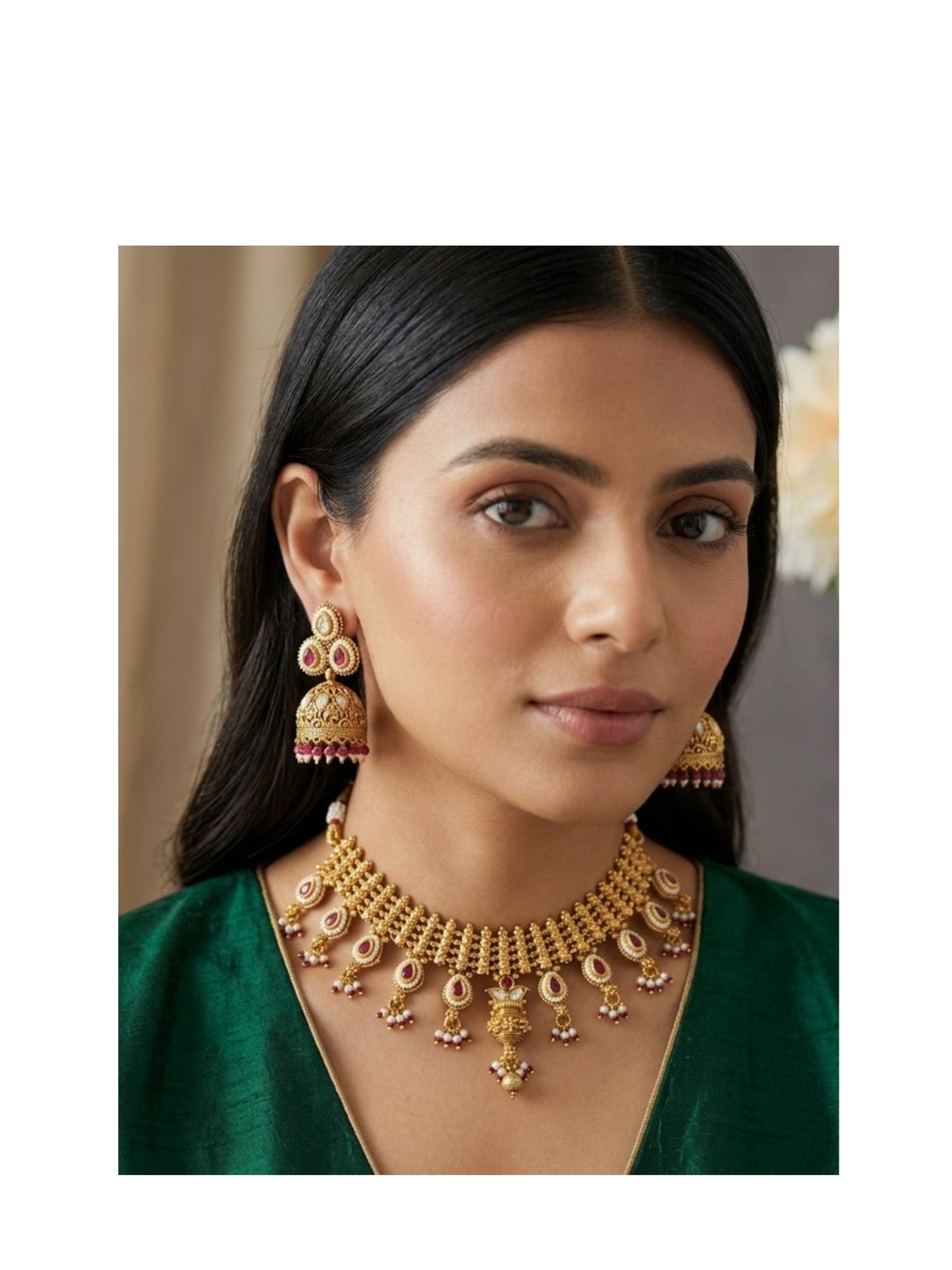Rajwada Ruby Pearl Choker
