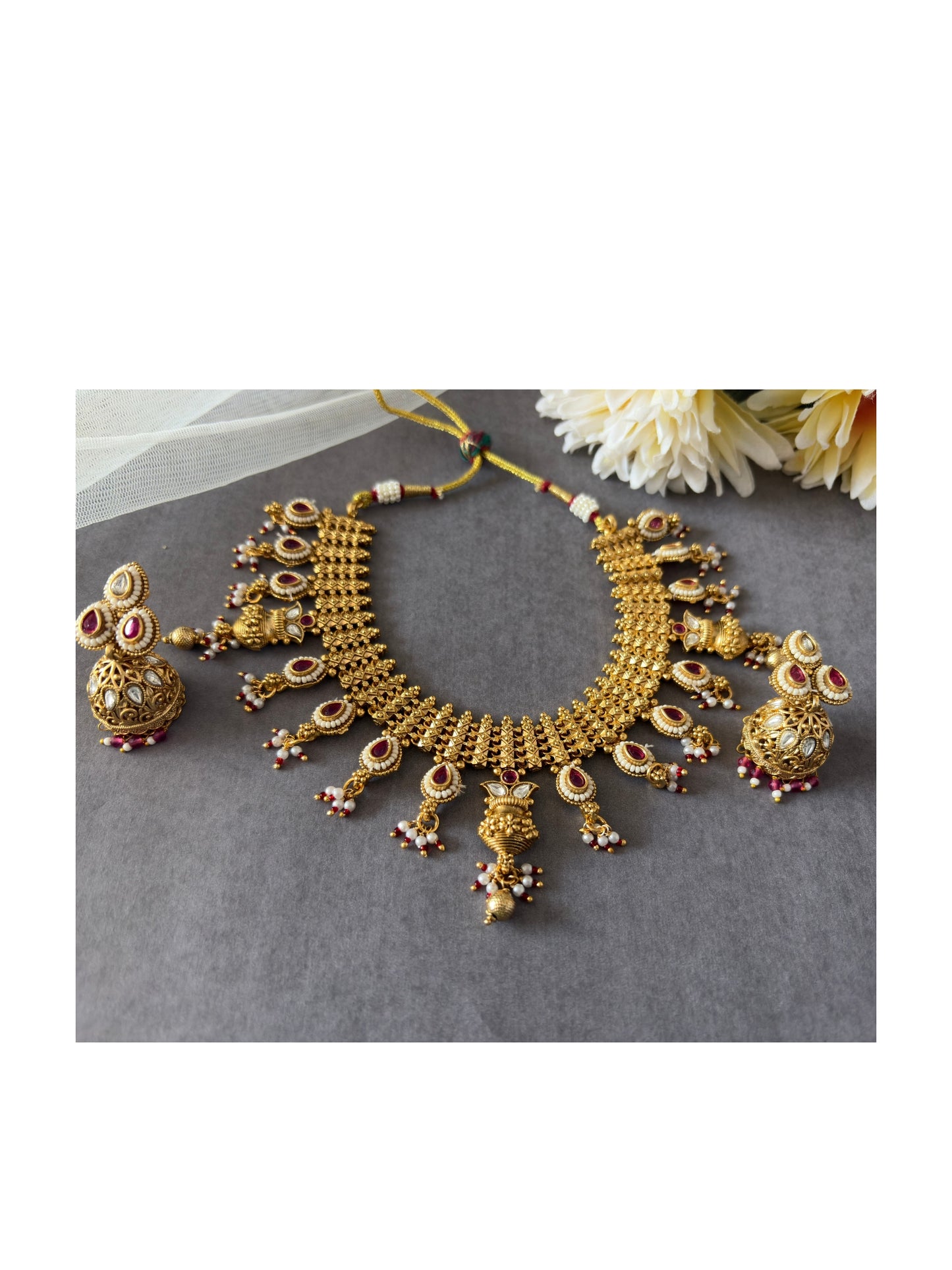 Rajwada Ruby Pearl Choker